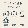 ロンドンの住まいエリア比較イラスト｜学区・治安・交通の便をわかりやすく表現したシンプルデザイン