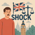 イギリス社会で報じられた極右テロ計画の報道に衝撃を受ける市民と正義の象徴を描いたイラスト