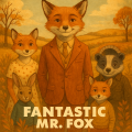 『Fantastic Mr. Fox』のアイキャッチ画像。スーツ姿のキツネ、秋の田園と黄金色の光を背景にしたシンメトリー構図のシネマティック・イラスト。