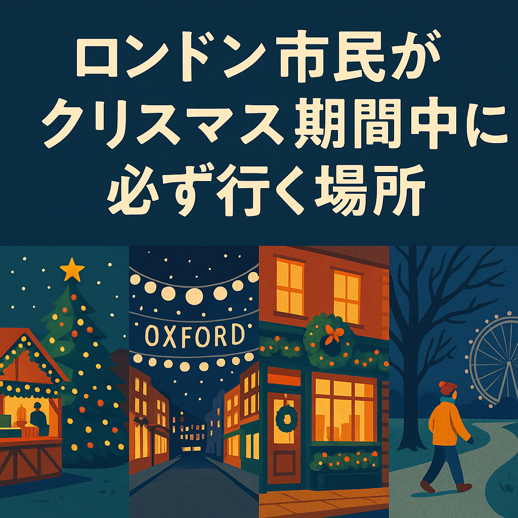ロンドン市民がクリスマス期間中に必ず訪れる場所を描いたイラスト
