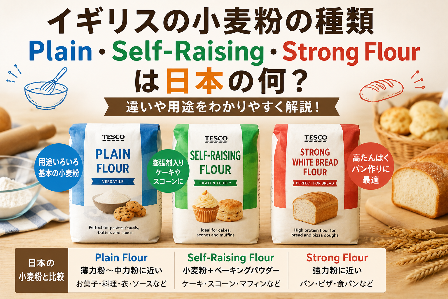 イギリスの小麦粉の種類